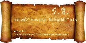 Istvánovits Nikodémia névjegykártya